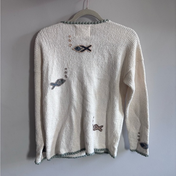 Cream Knit Cardigan with Fish - Picture 5 of 6